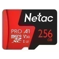 Карта памяти MicroSDXC + SD адаптер 256 GB Class10 Netac