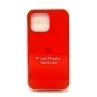 Чехол для Apple iPhone 15 Pro Max накладка/силикон Silicone Case с логотипом (красный)