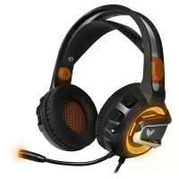 Проводная игровая стерео гарнитура с подсветкой Crown CMGH-3003 (черный с оранжевым)