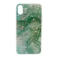 Чехол для Apple iPhone X/XS накладка (зеленый, серебряные блестки)