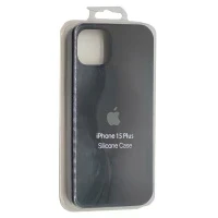 Чехол для Apple iPhone 15 Plus накладка/силикон Silicone Case с логотипом (черный)