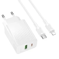 Сетевое зарядное устройство BOROFONE BAS76A 30W + кабель Lightning 1м (белый)