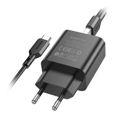 Сетевое зарядное устройство BOROFONE BA72A 18W + кабель MicroUSB 1м (черный)