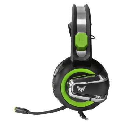 Проводная игровая стерео гарнитура с подсветкой Crown CMGH-3002 (черный с зеленым)