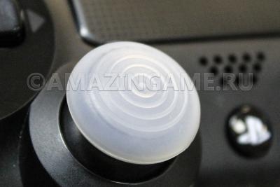 Накладка на стик PS4 Dualshock 4 (плоская, кольцевой рельеф) Прозрачная