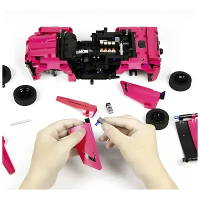 Конструктор ONEBOT Building Blocks Supercar OBJZF62AIQI / 500 деталей / гоночная машина (Pink) CN