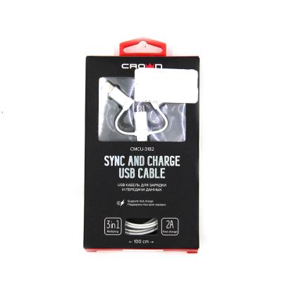 Кабель Crown USB - microUSB/USB Type-C/Lightning CMCU-3182 white (100 см)