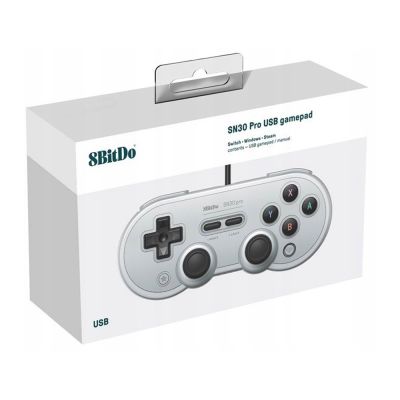 Геймпад проводной 8BitDo SN30 Pro (Nintendo Switch, PC) Серый
