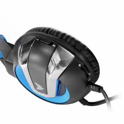 Проводная игровая стерео гарнитура с подсветкой и вибрацией Crown CMGH-3101 (черный с синим)