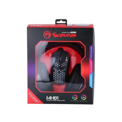 Игровой набор Marvo MH01BK: мышь проводная, гарнитура с подсветкой RGB для ПК