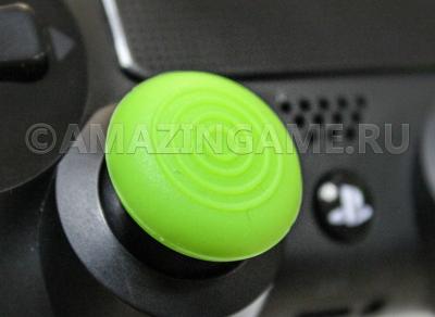 Накладка на стик PS4 Dualshock 4 (плоская, кольцевой рельеф) Зеленая